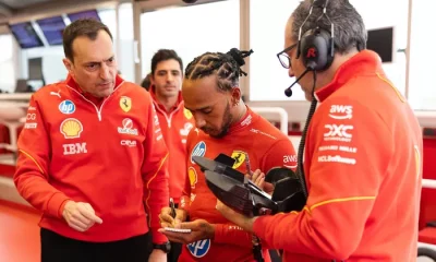 Where and when will Hamilton's next test with Ferrari take place?